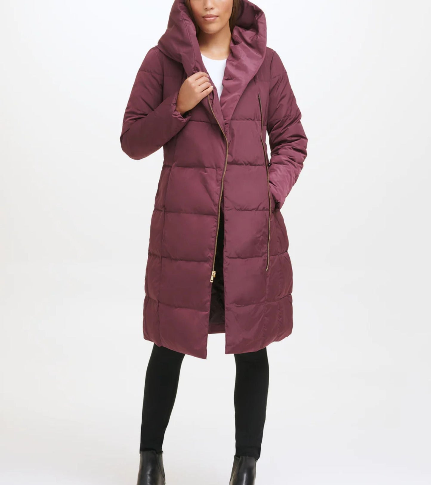 Women's Taffeta Down Double Breasted Zip Front Coat (8014452523255)