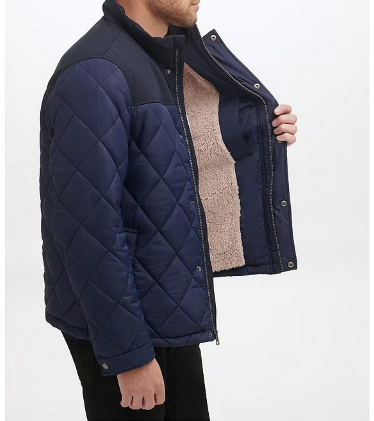 Տղամարդու Tonal-Mixed-Media Sherpa Lined Quilted բաճկոն