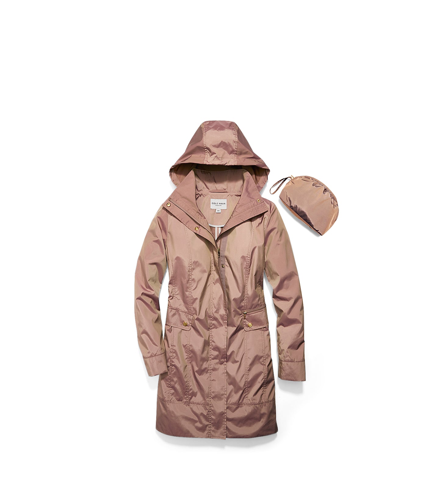 Women's Packable Hooded Rain Jacket with Bow