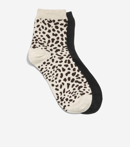 Women's 2-Pair Short Leopard Crew Socks (7914259120375)
