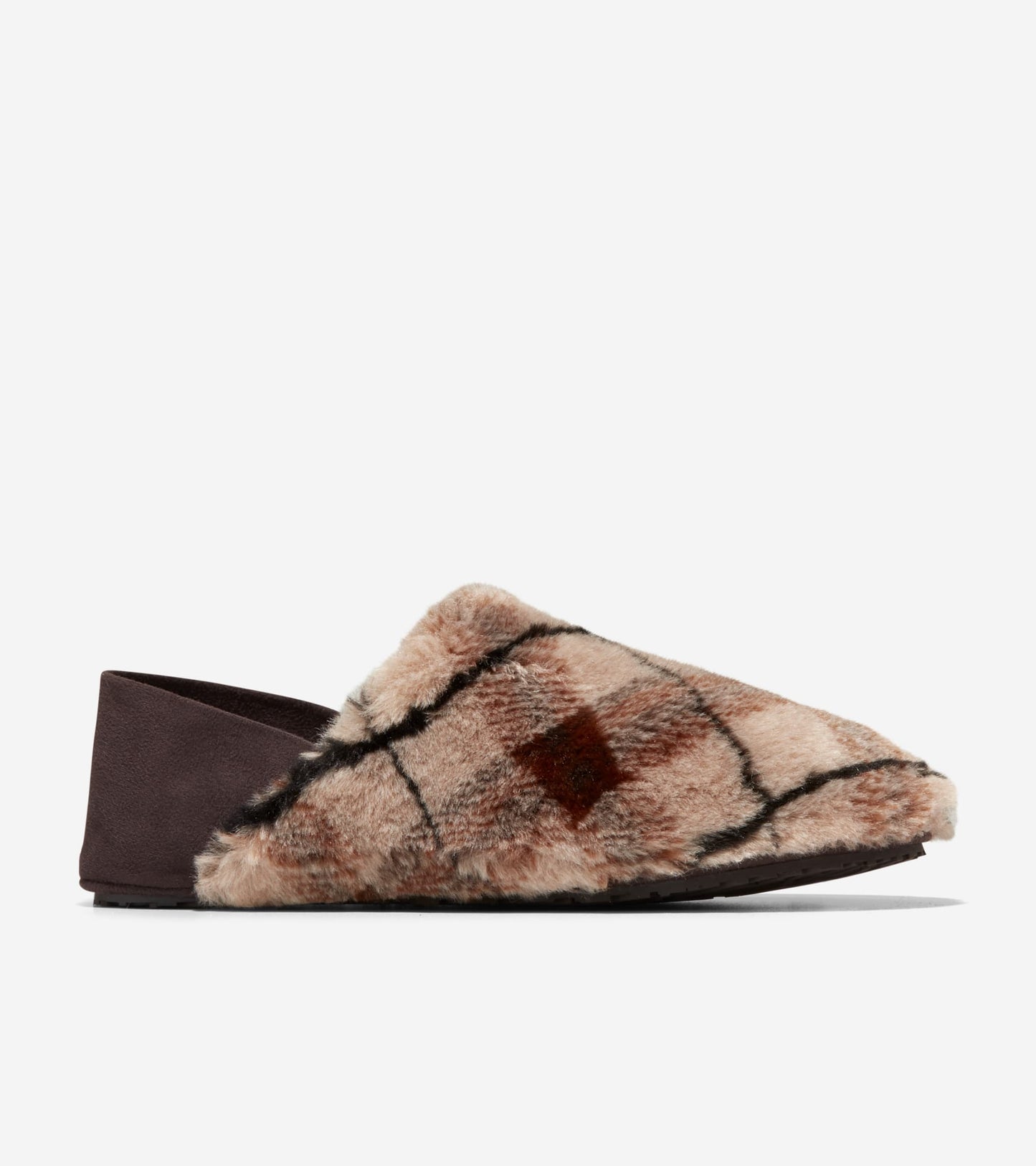 W26307:BROWN PLAID FUR/ CH DK CHOCOLATE ECO FLORA/BROWN OS (8086479831287)