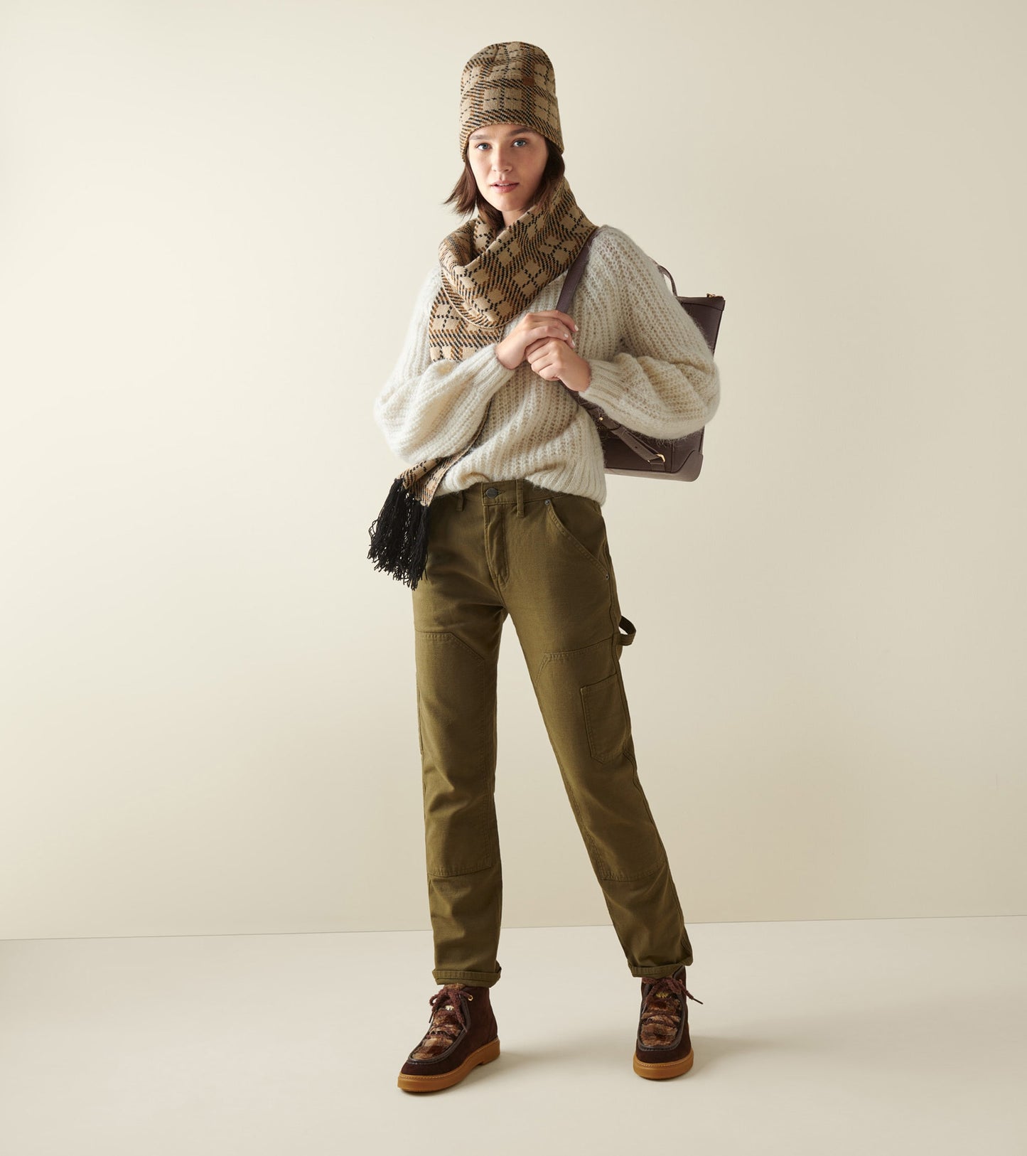 W26326:CH DARK CHOCOLATE WP SUEDE/ BROWN PLAID FUR/CH DARK CHOCOLATE&IVORY LACES/MEDIUM GUM OS (8086479929591)