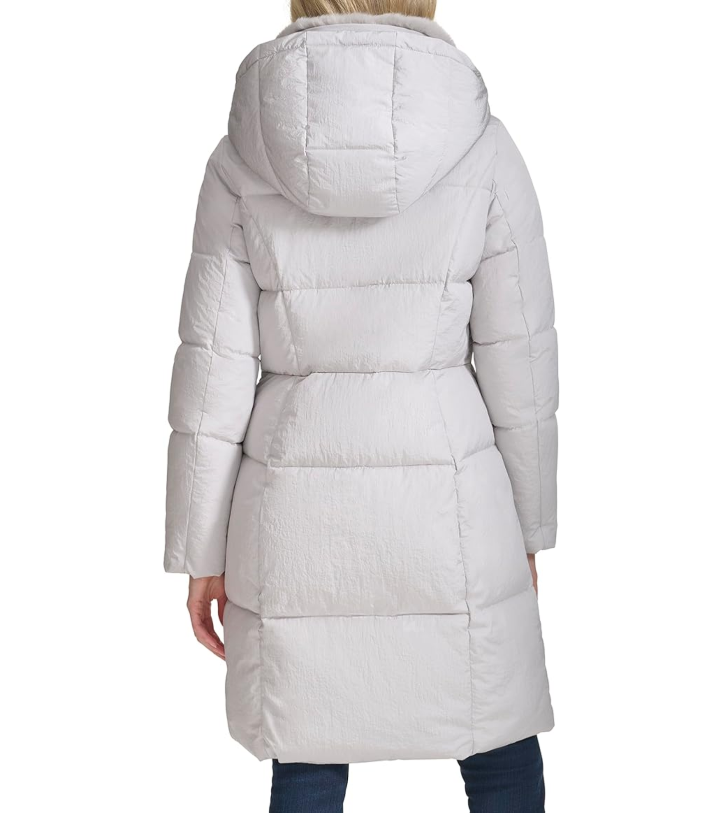 Կանացի Shimmer Nylon Faux Rabbit Lined Collar Quilted բաճկոն