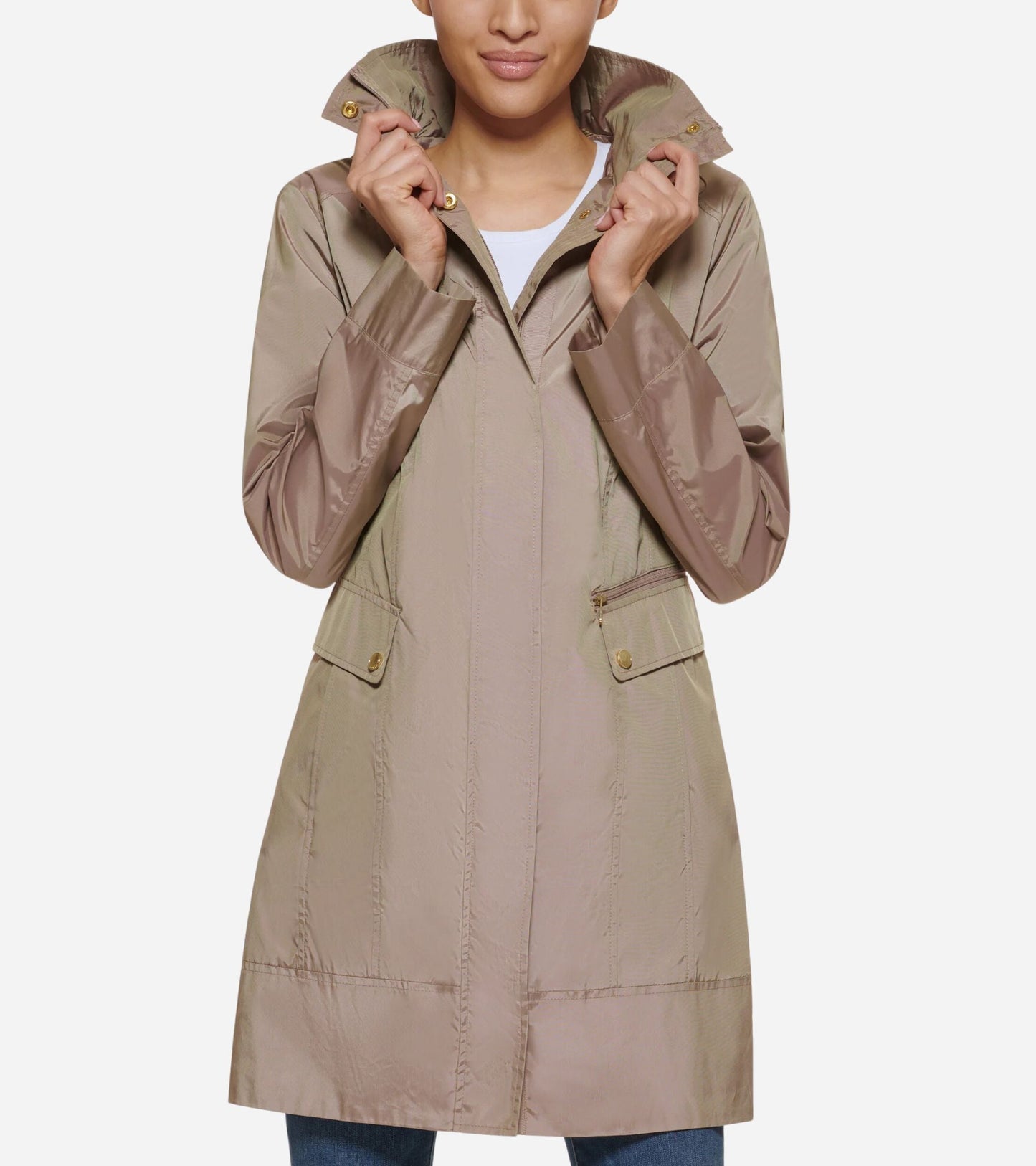 Women's Packable Hooded Rain Jacket with Bow (8014439940343)