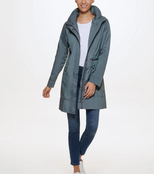 Women's Packable Hooded Rain Jacket with Bow (8014407368951)