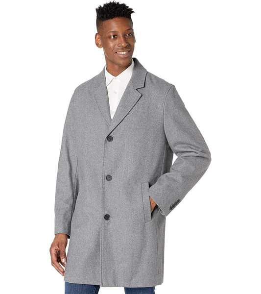 Տղամարդու Melton Wool Notched Collar Coat With Welt Body Pockets բաճկոն