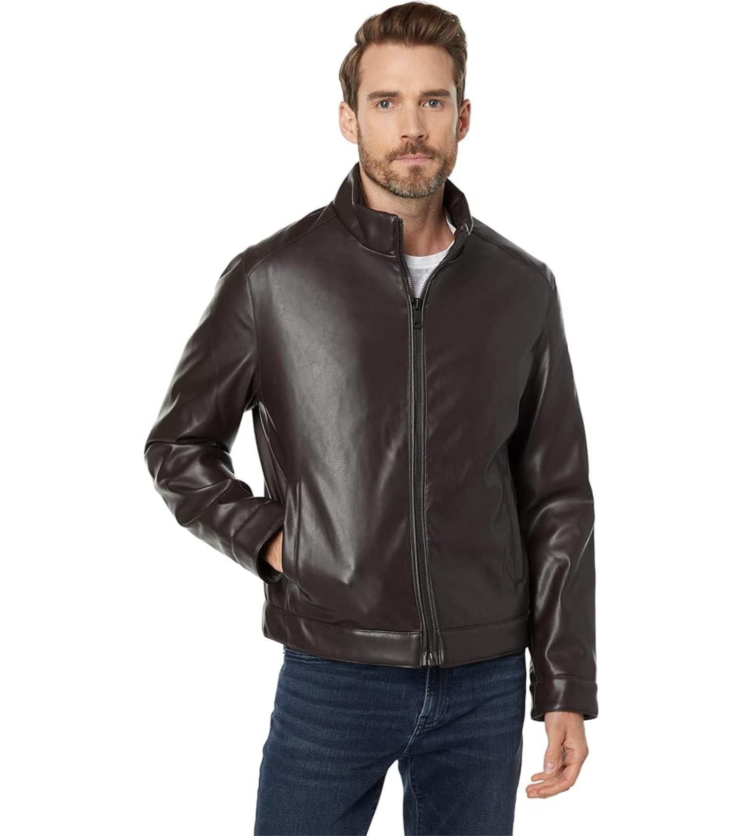 Տղամարդու Faux Leather Moto բաճկոն