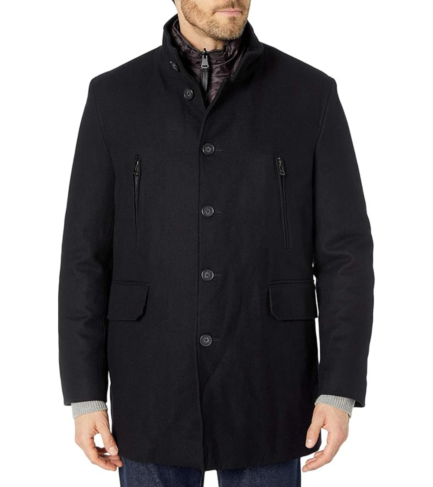 Men's Pressed Melton 3-in-1 Topper Jacket with Removable Bib Wool Coats