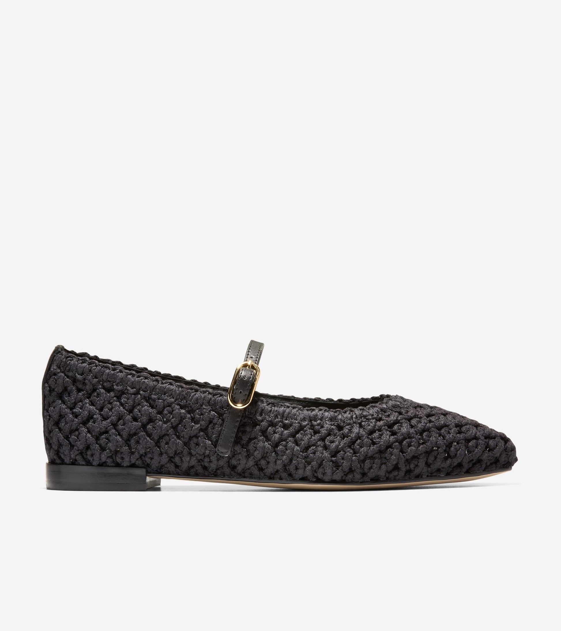 W36655:BLACK WOVEN FABRIC / LEATHER