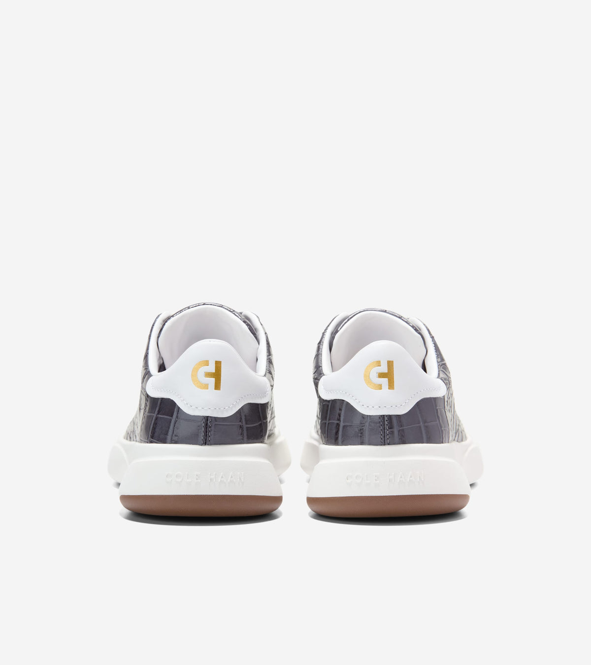W37533:BLACKENED PEARL CROC PRINT LEATHER / WHITE LEATHER