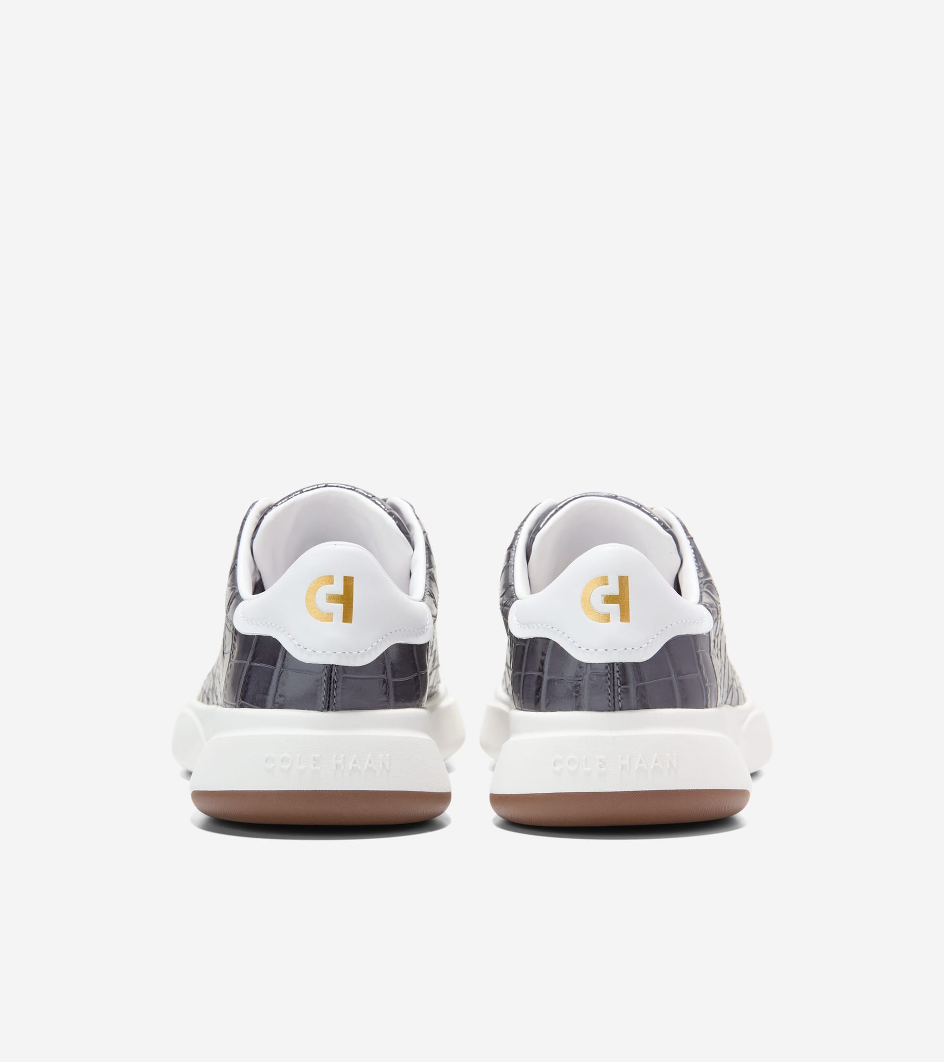 W37533:BLACKENED PEARL CROC PRINT LEATHER / WHITE LEATHER
