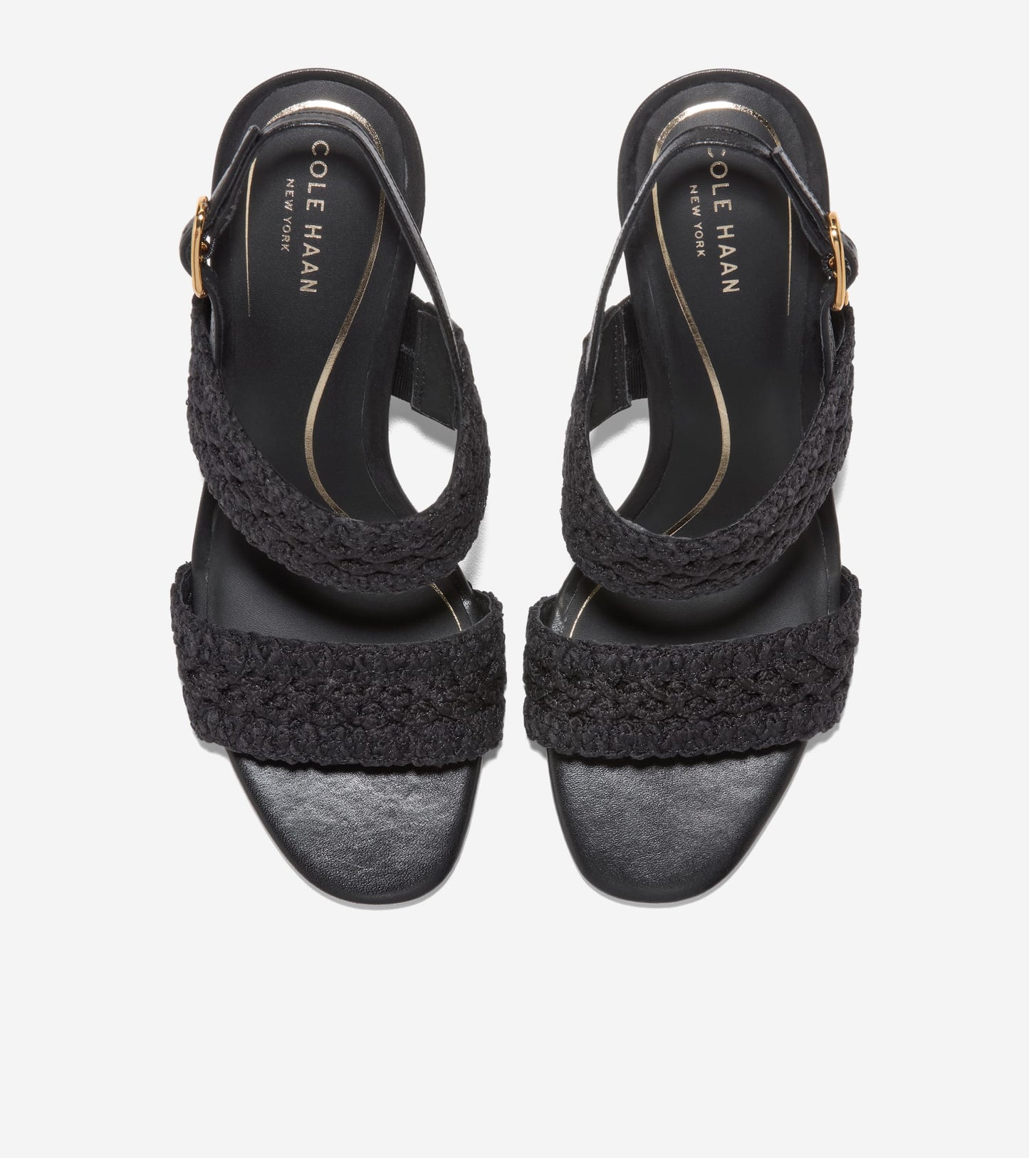 W36806:BLACK WOVEN FABRIC / LEATHER