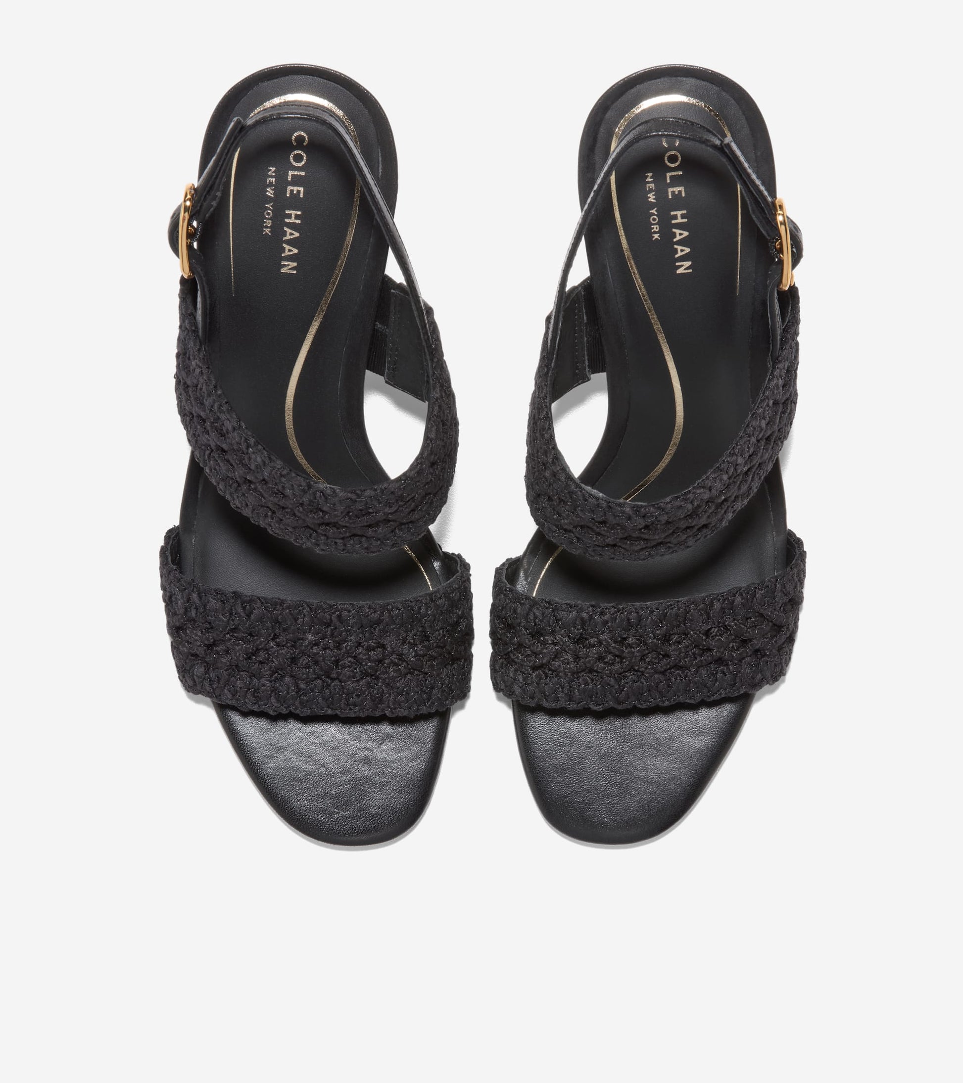 W36806:BLACK WOVEN FABRIC / LEATHER